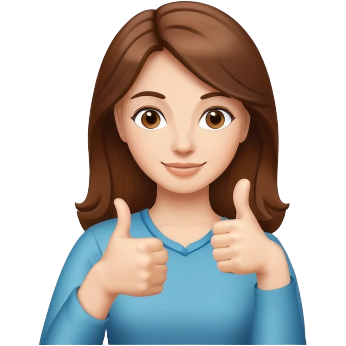 Lady with brown hair doing thumbs up emoji