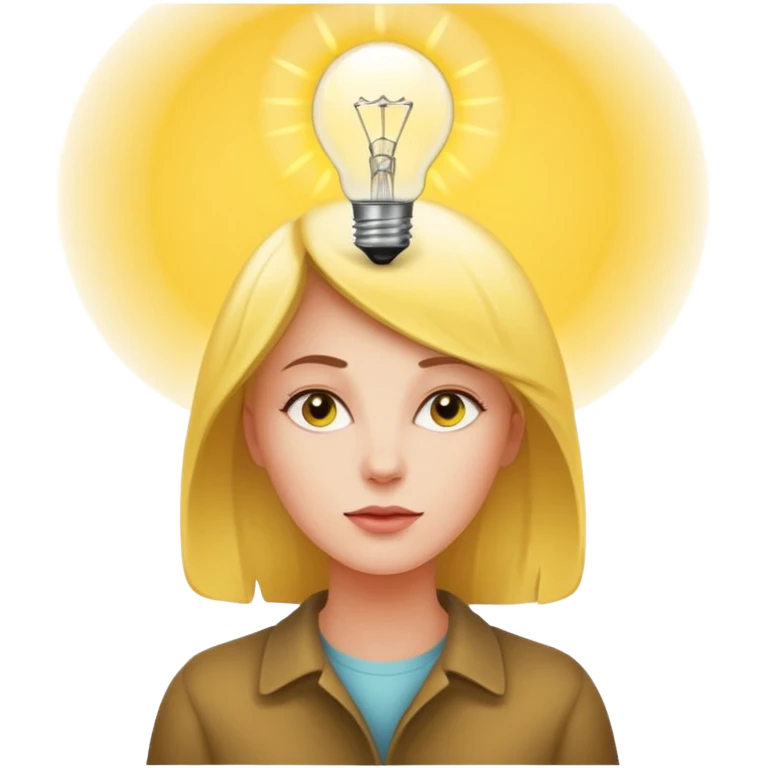 Woman thinking with a light bulb over her head emoji