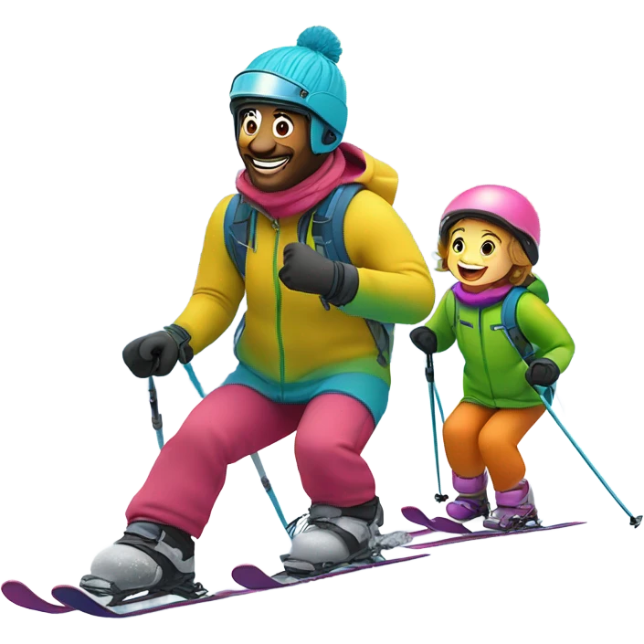 Father and child skiing emoji