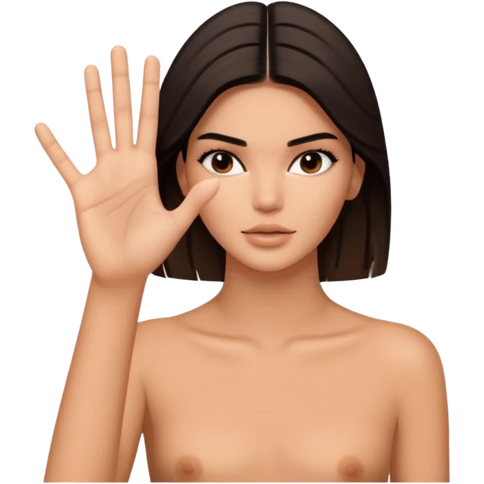 kendall jenner sagt stop und zeig mit einer handinnefläche stop ihre finger liegen aneinander emoji