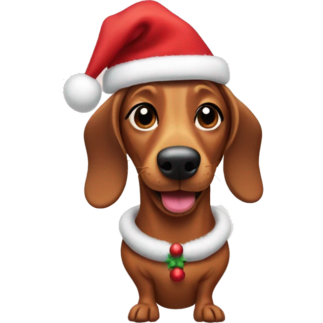 Wiener dog in a Christmas outfit emoji