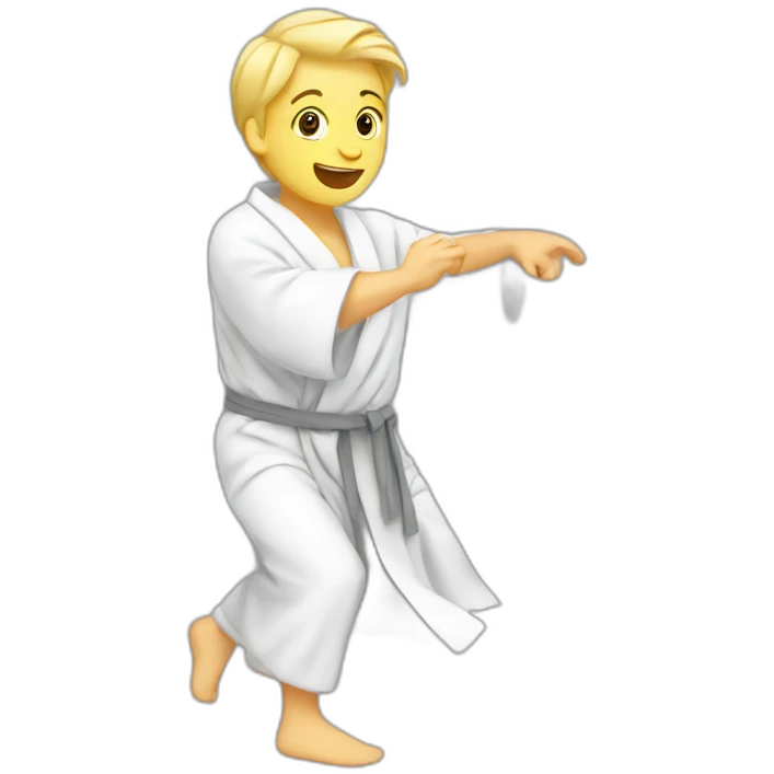 Blond White boy dancing in à grey bathrobe emoji