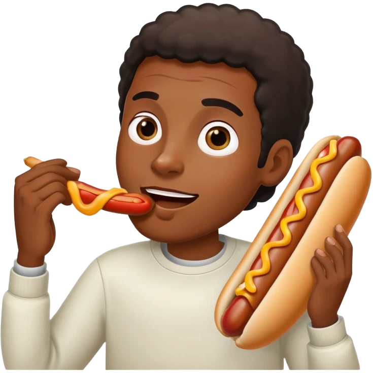 Black man eating a hotdog emoji