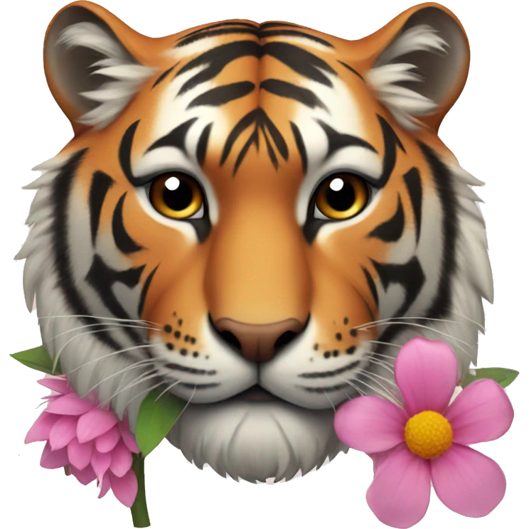 Tiger with flower  emoji