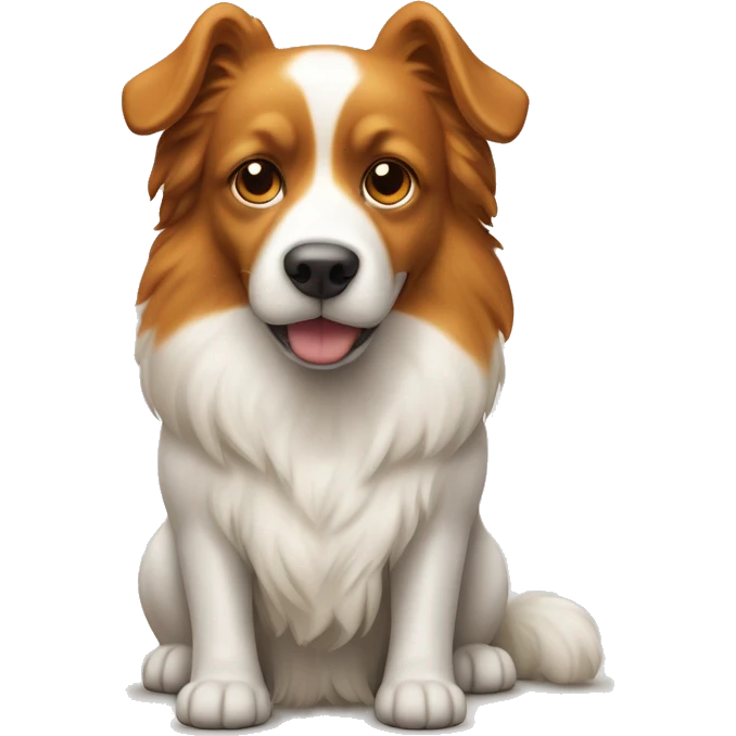 Chien roux et blanc avec beaucoup de poil sur le poitrail emoji