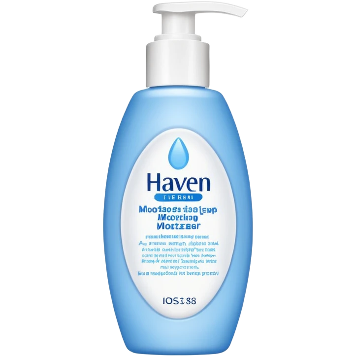 A long oval blue to fading white moisturizer that says HAVEN and then daily moisturizer under emoji