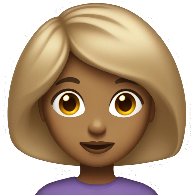 girl with light brown hair and a 90’s blowout, she has bangs that are parted down the middle and swept to the side, based on apple woman emoji emoji