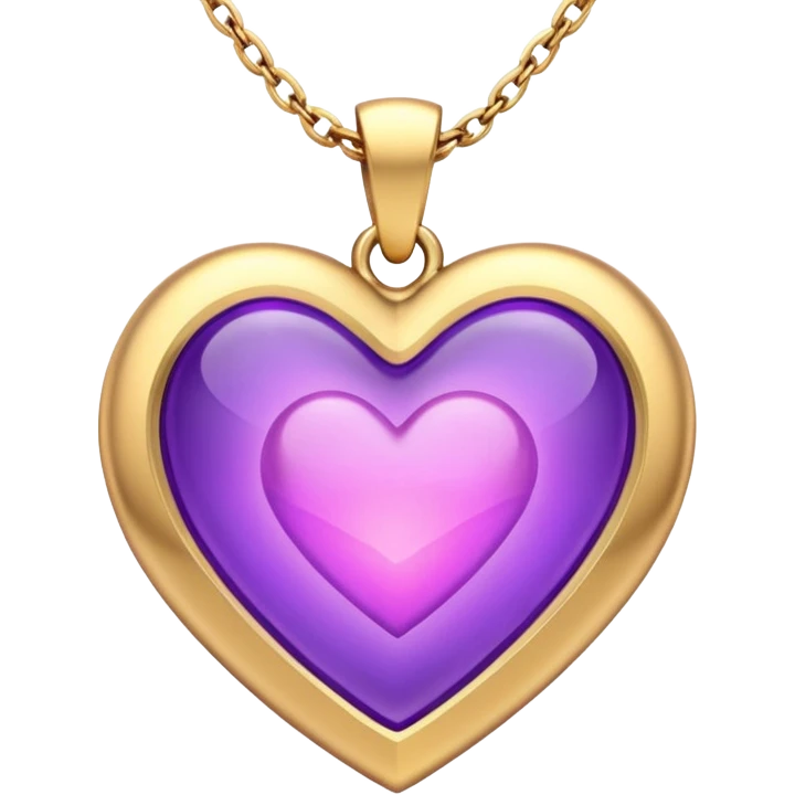 A very beautiful and aesthetic pink and gold heart pendant with a little I love you engraved on it. The style would be iOS. It has a purple glow around it. And it would look otherworldly and etherial. emoji