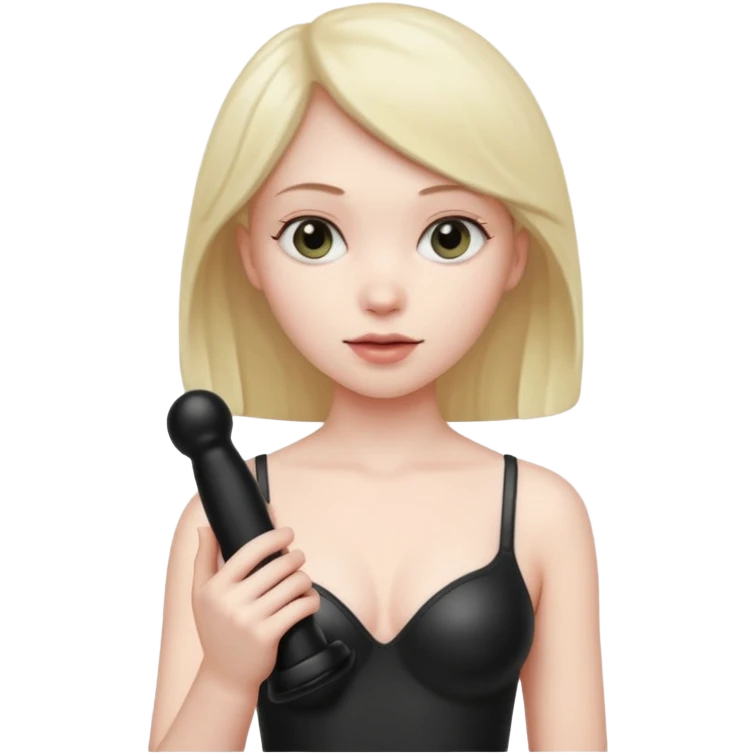 Голая с небольшими сиськами держит резиновый член в руках emoji