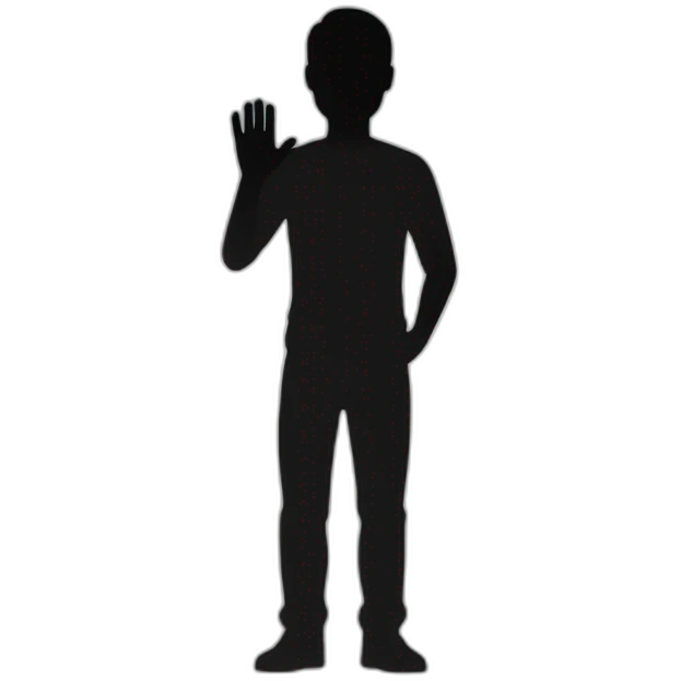 a silhouete man saying hello emoji