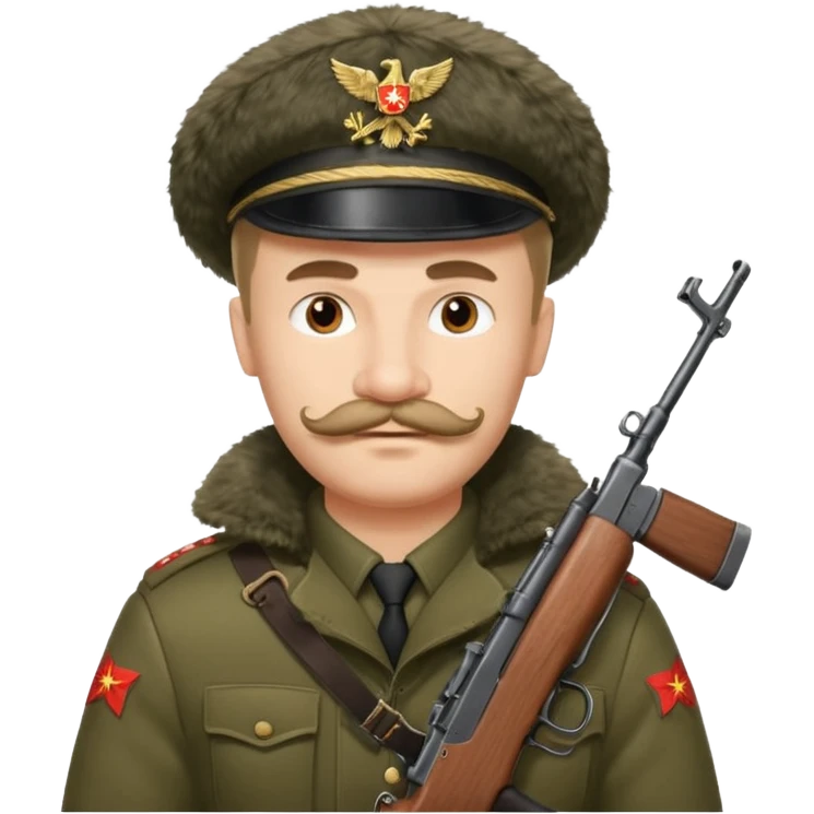 crazy russian soldier man with ushanka and ak 47 emoji