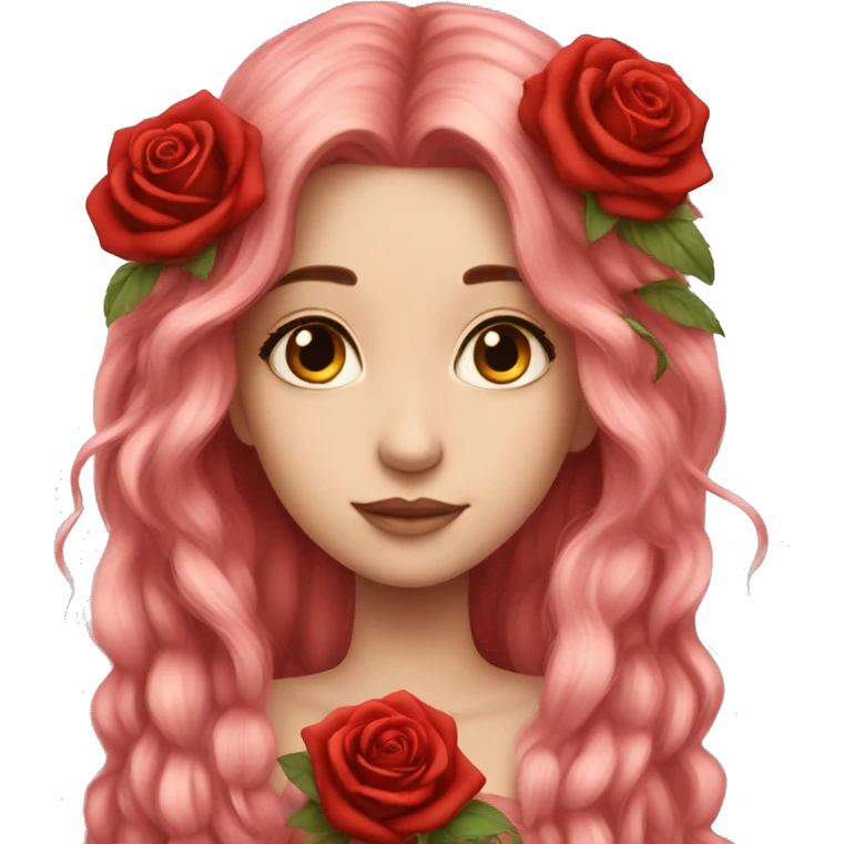 big wings, rose, Beautiful, fairy, red, long hair emoji
