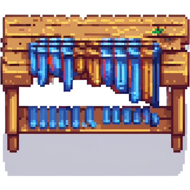 marimba de madera, instrumento musical, pixel art style emoji