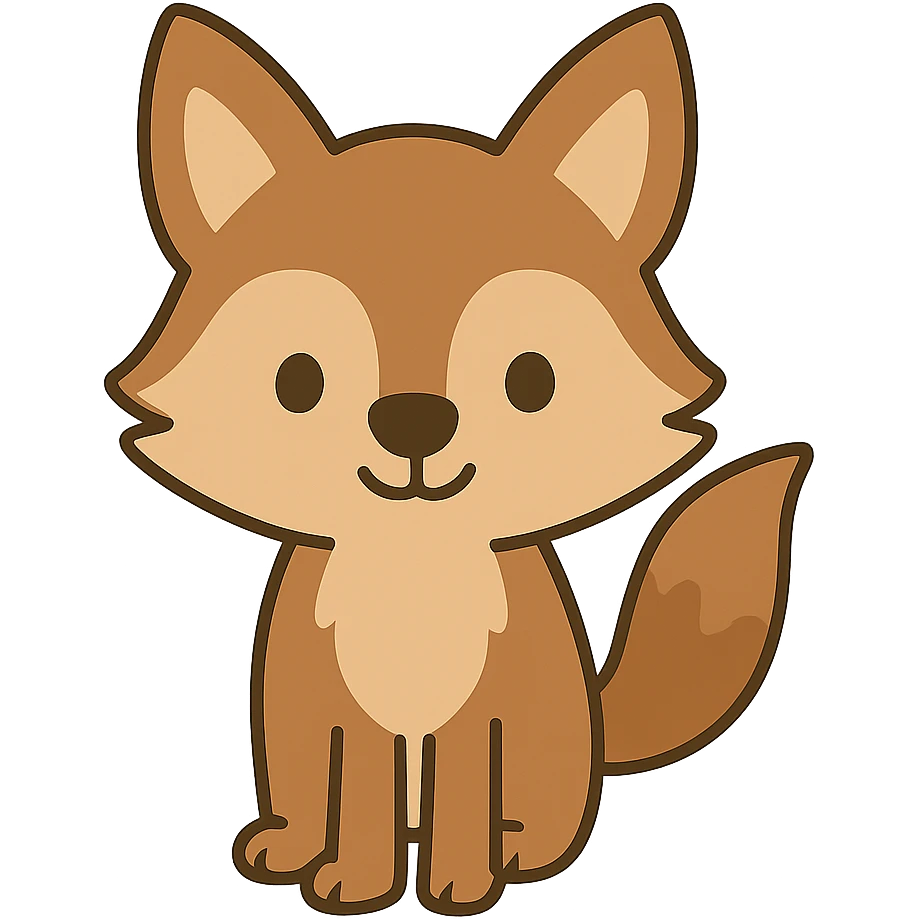 flat toon cute coyote emoji