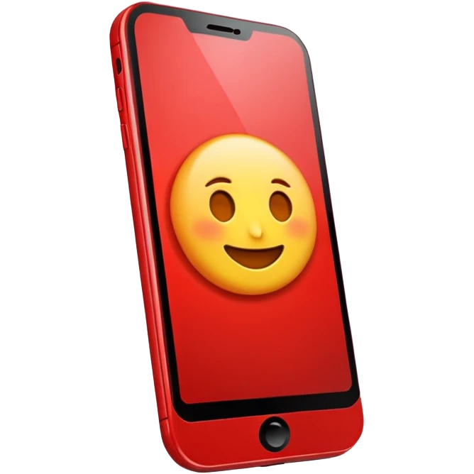 mobile phone emoji, modern smartphone, bright red emoji