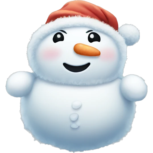 Fluffy cute chubby snowman emoji
