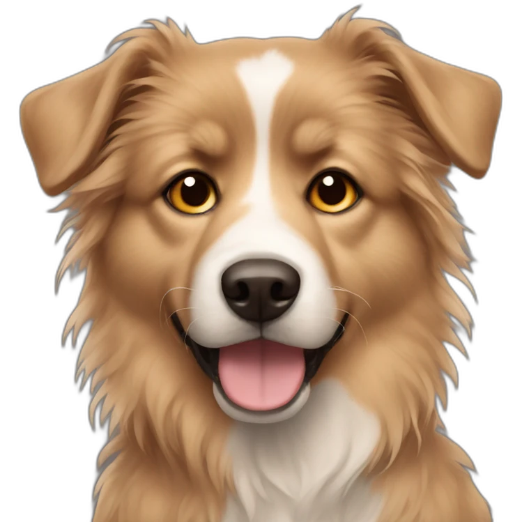 messy fur mixed breed brown eyes dog emoji