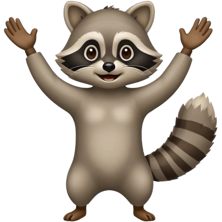 a full body raccoon celebrating hands up  emoji