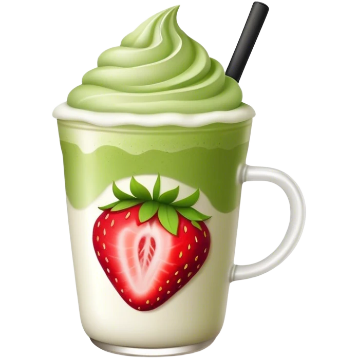 matcha latte with strawberry cold foam emoji