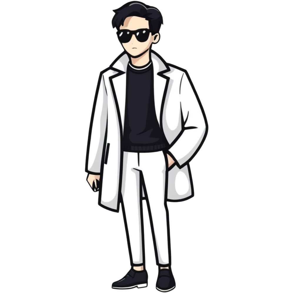 enigmatic character wearing chic modern clothes with simple design emoji