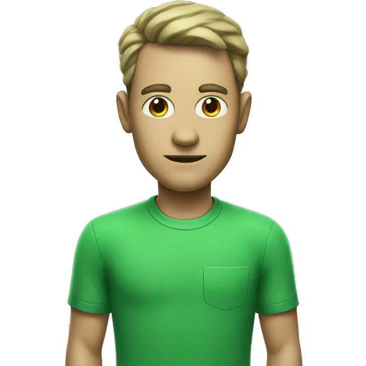 male portrait in green shirt alien in background  emoji
