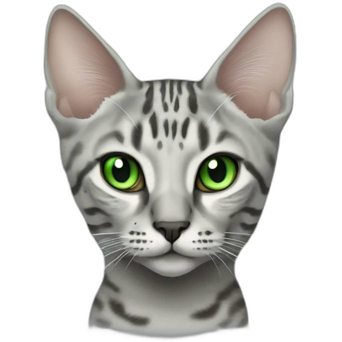 Egyptian Mau cat with green eyes, full-height emoji