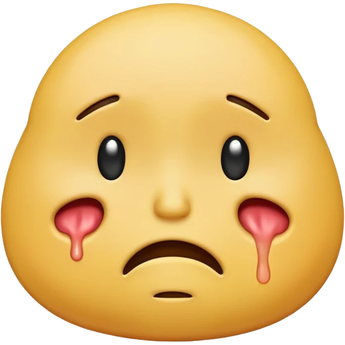 a stomach with a sad crying face, emoji style emoji
