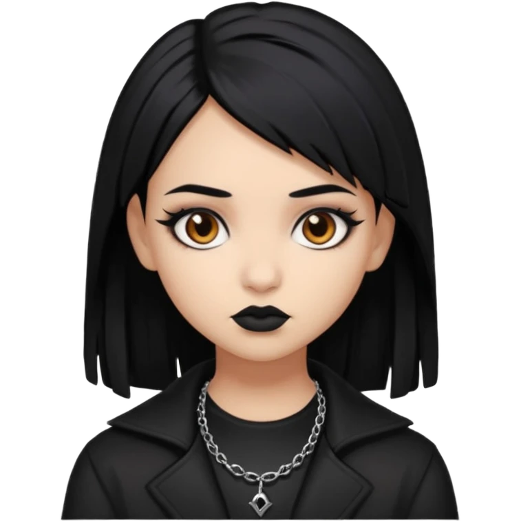 Goth girl black hair brown eyes cool lightbrown skin emoji