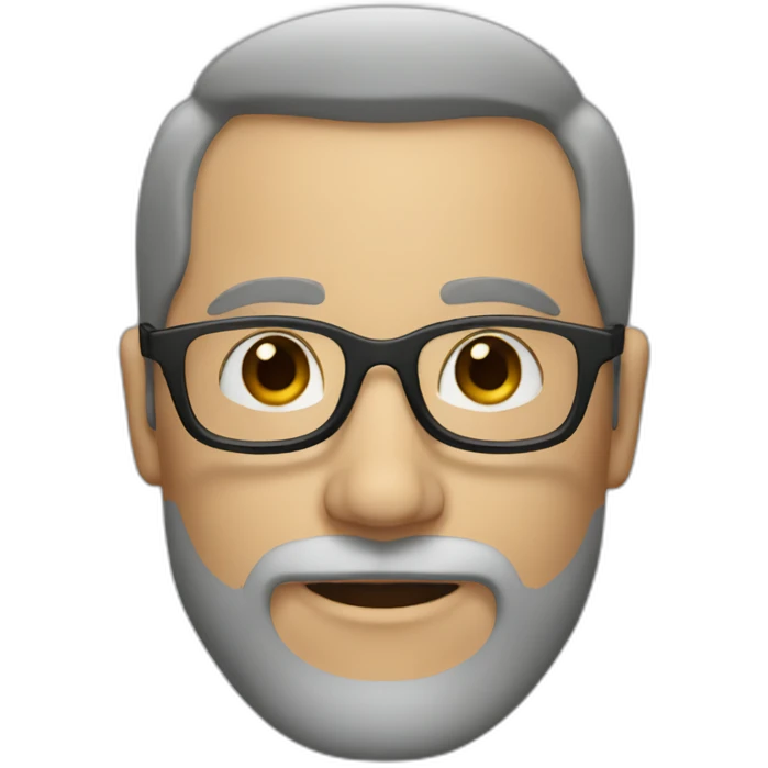 White Man with Brown hear, rounded glasses, black grey beard emoji