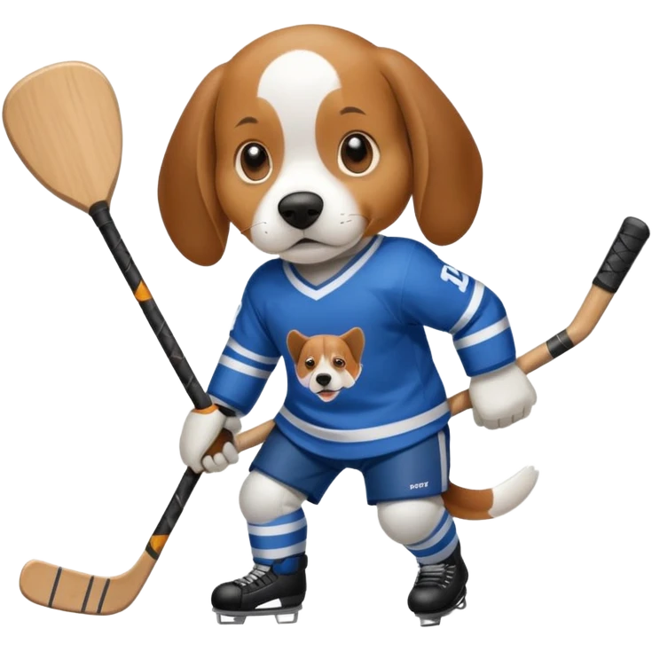 A beagle playing hockey emoji
