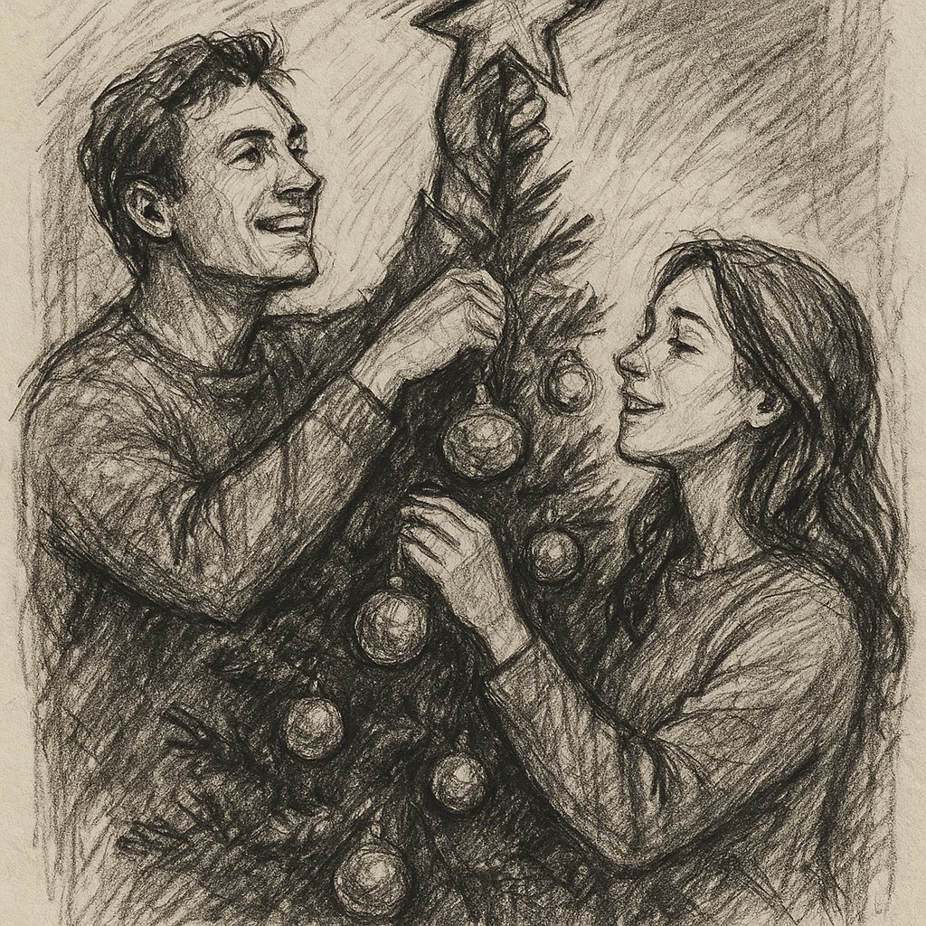 people decorating a Christmas tree emoji