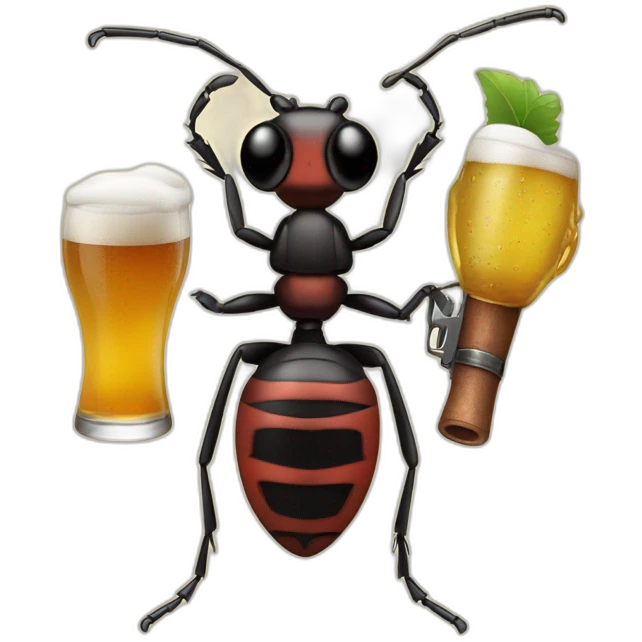 Ant and jaquette and bier and gun emoji