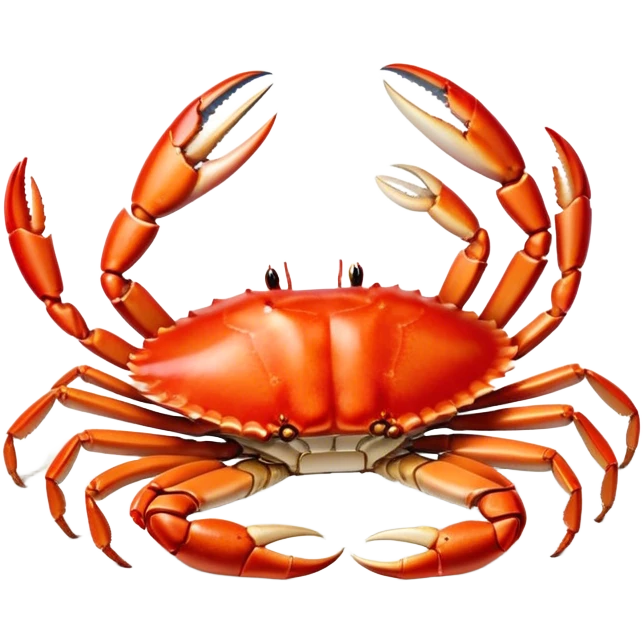 Cinematic rich crab legs, bright red shell glistening, cracked open to reveal tender white meat, warm golden highlights, detailed and delicious. emoji