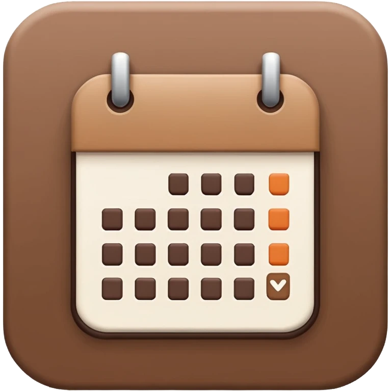 aesthetic cute of a calendar icon with the brown color emoji