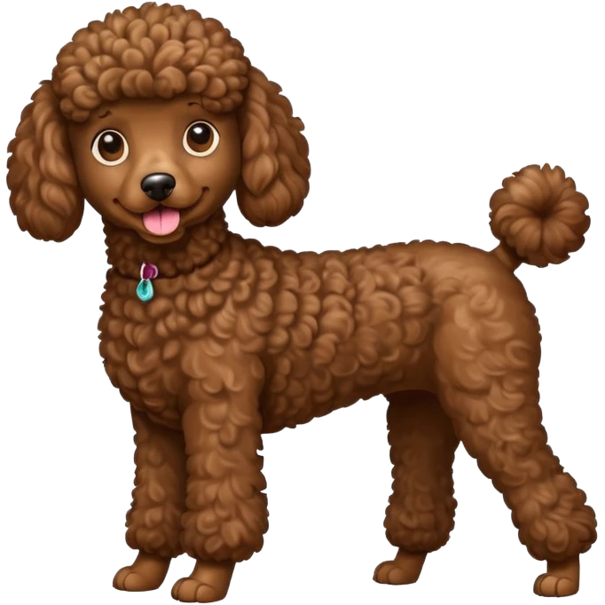 Create a full-body Apple-style emoji of a brown poodle emoji