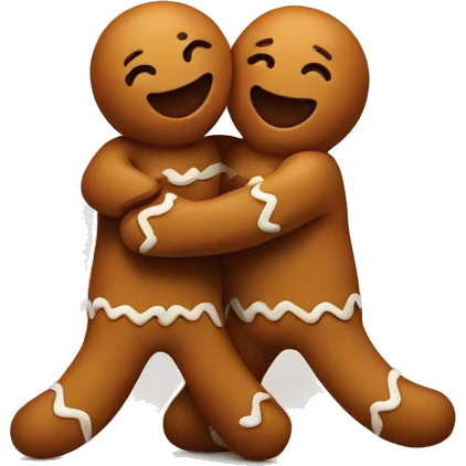 Two gingerbread men hugging emoji