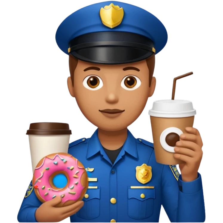 police holding donut and coffee emoji