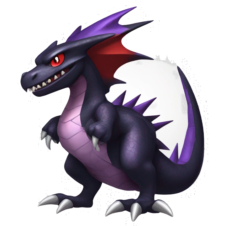 Black Cool Edgy Nargacuga-Garchomp-Noivern Fakémon  with White and Red and purple and black Edgy markings emoji