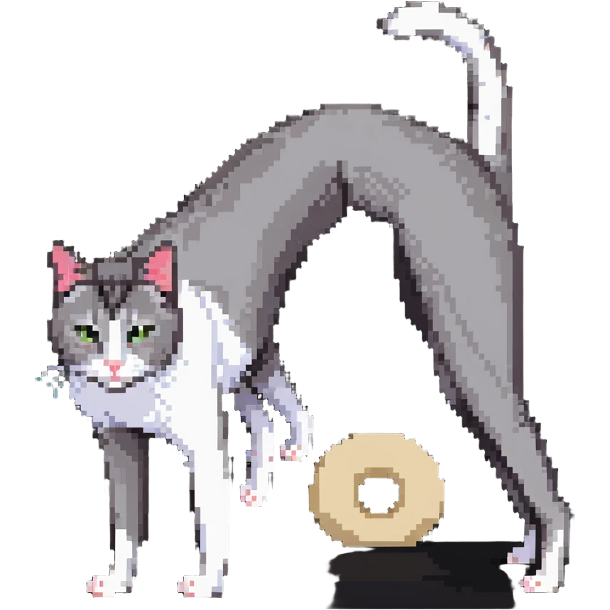 cat in downward dog yoga pose, triangle pose with raised hips emoji