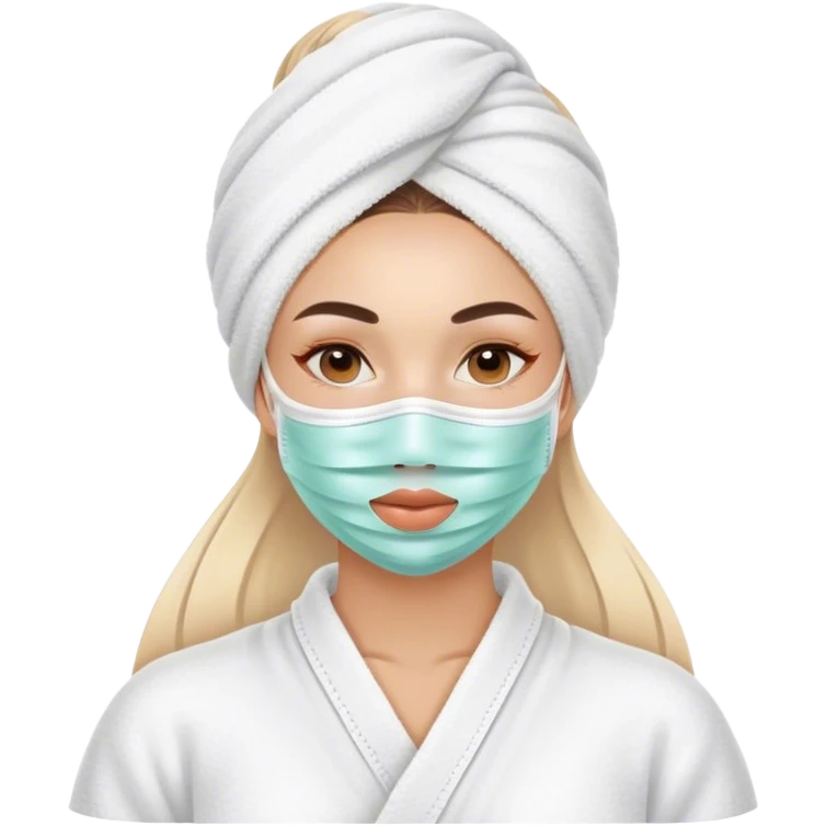 Lady with face mask spa beauty full face relaxing emoji