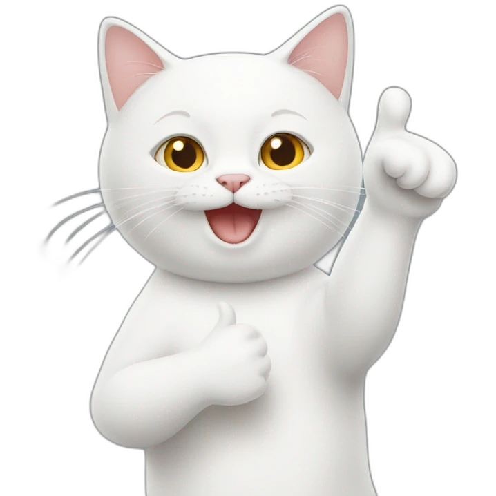 White cat gives a thumbs up emoji