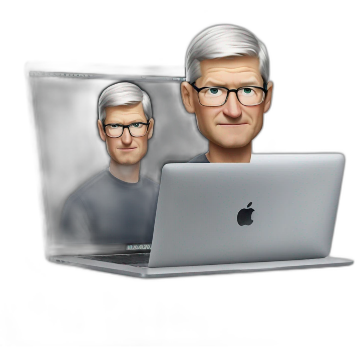 tim cook with a macbook pro emoji