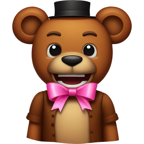 Freddy fazbear with a pink ribbon on emoji
