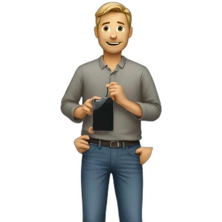 man standing with phone emoji