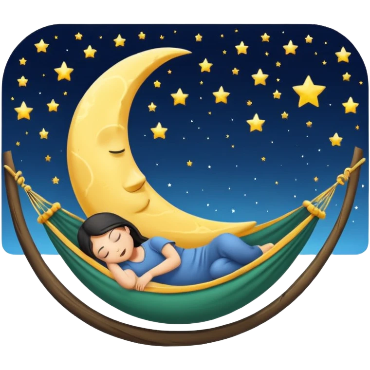 crescent moon used as hammock with human character sleeping in it emoji
