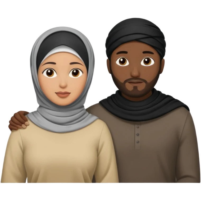 Mixed hijabi wife black husband normal hair  emoji