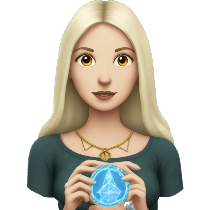 white girl and tarot card with corwn on had emoji