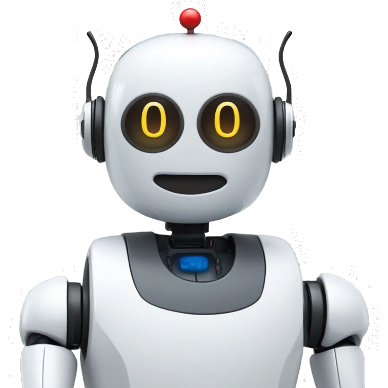 call center robot looks like friendly robot with a battery icon on his chest emoji