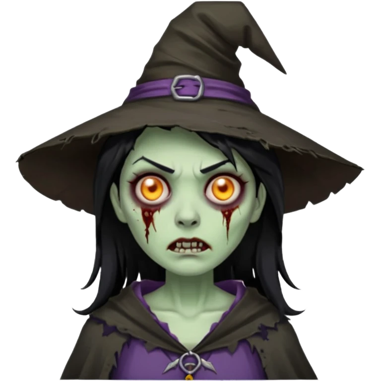 black hair zombie witch emoji