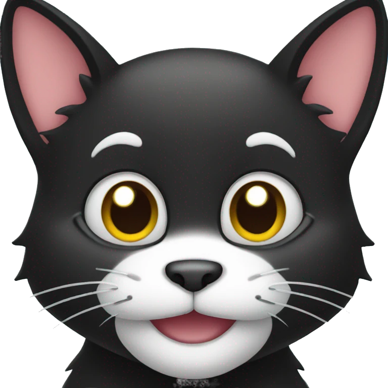 Smiling black cat cartoon  emoji